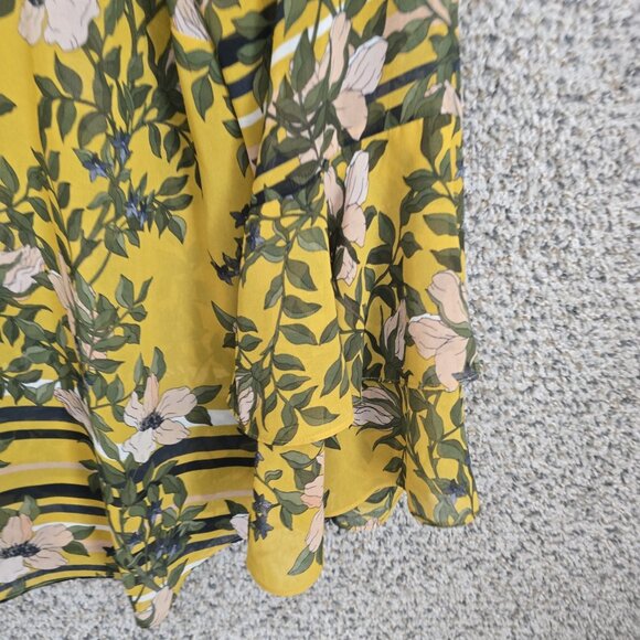 CAbi Top Womens Small Yellow Spring‎ Scene Blouse Bel Sleeve Sheer Style 5518 - Picture 2 of 7